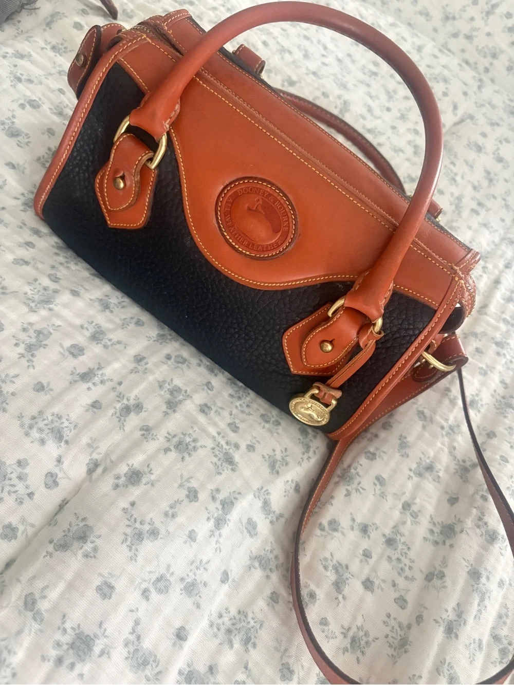 Dooney & Bourke Black and Brown Leather Satchel
