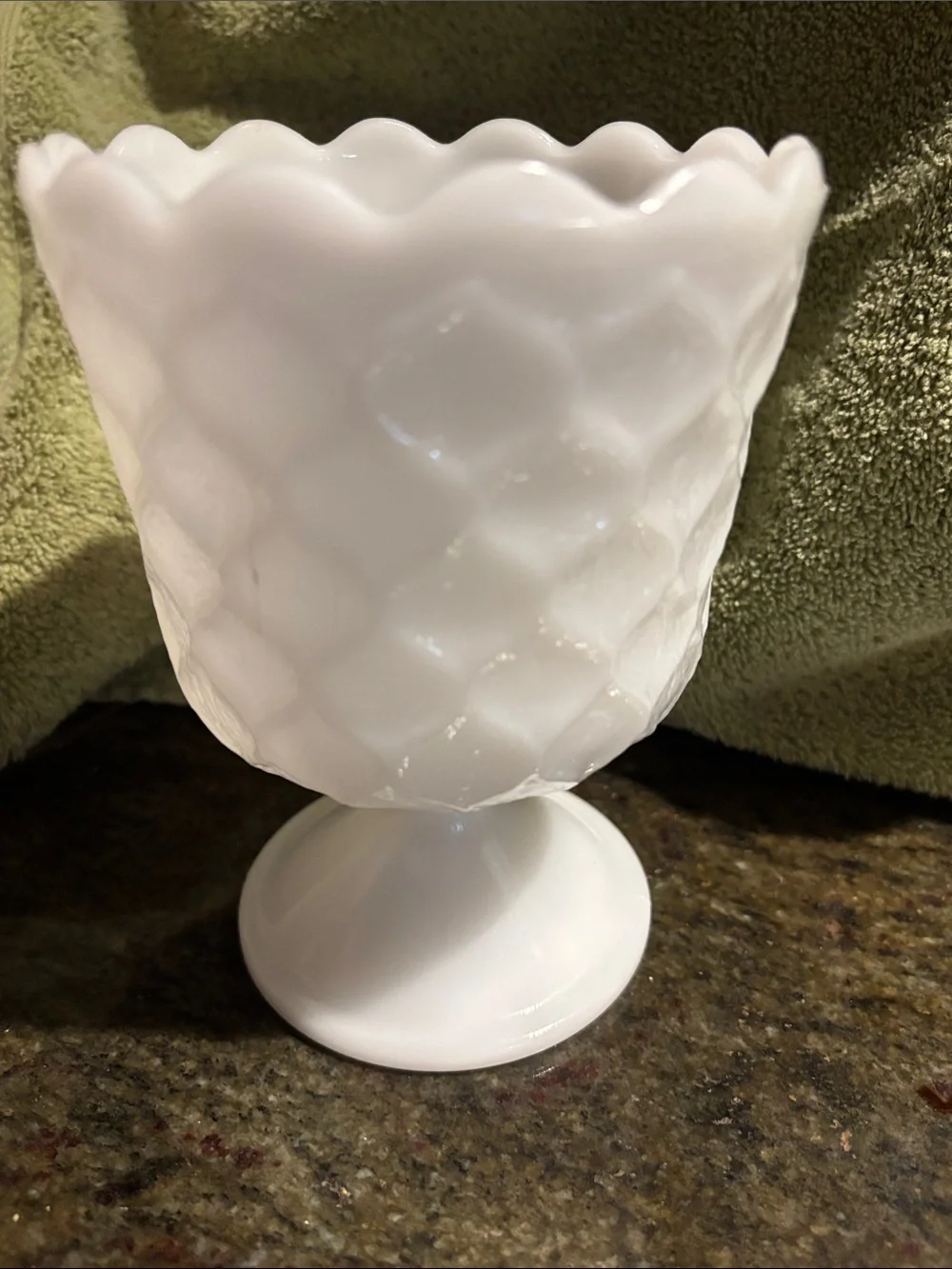 White Milk Glass Pedestal Vase by E.O. Brody EUC
