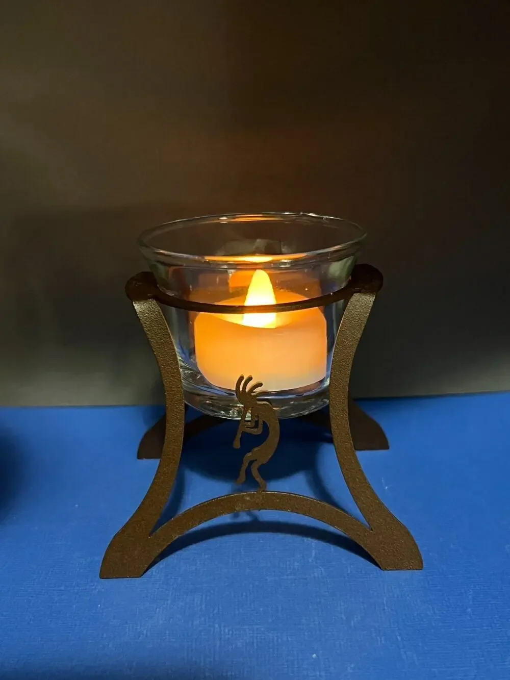 KoKopelli Metal Glass Votive Holder Small Southwest (Candle not Included)