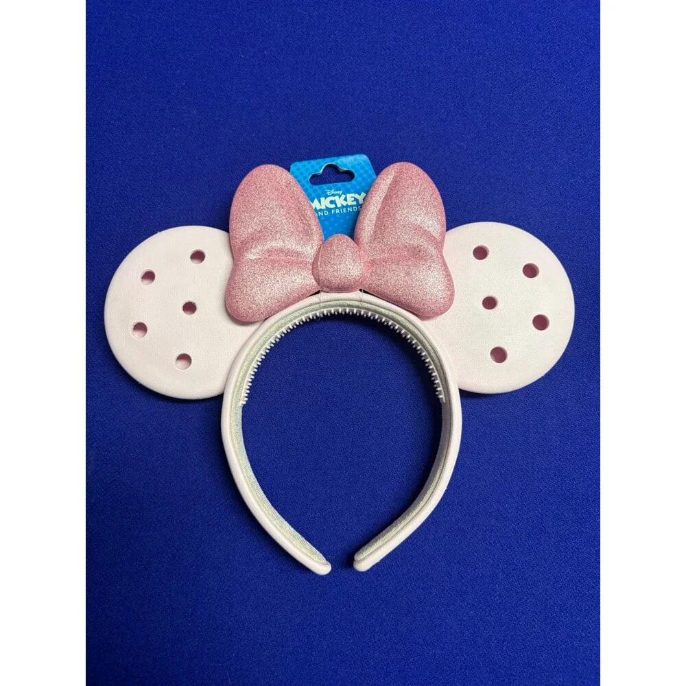 2026 Disney Parks Crocs Pink Minnie Mouse Ears Headband New