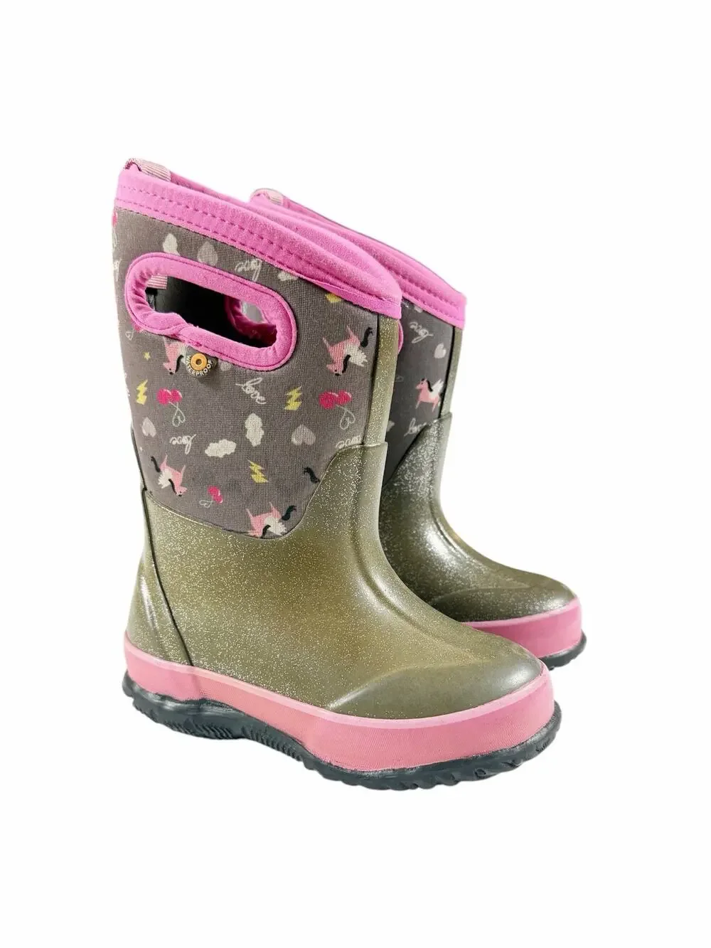 BOGS Classic Pegasus Waterproof Insulated Boots Unicorn Pink Kids Size 9
