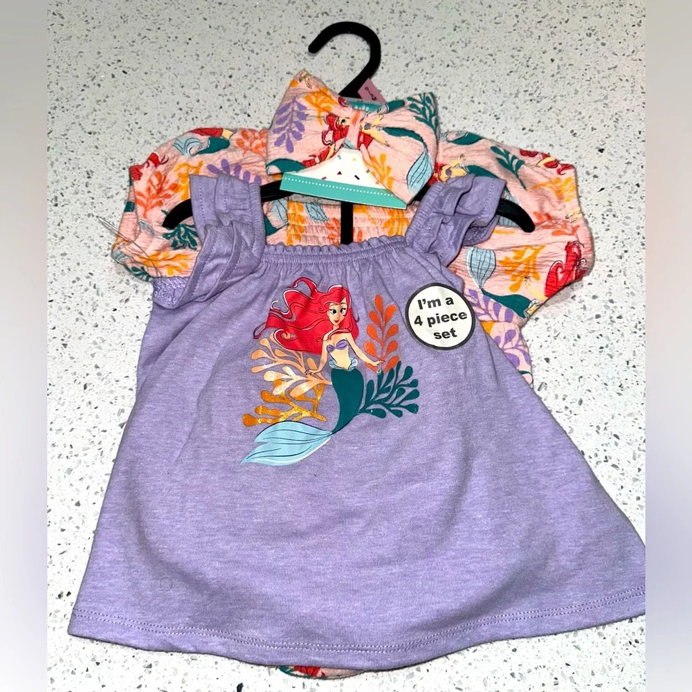 Disney Baby Girl Little Mermaid 4-Piece Infant Set NWT – 0–3 M
