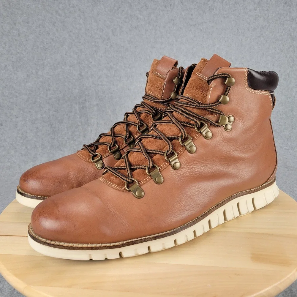 Cole Haan Zerogrand‎ Hiker Boots Mens 11.5 Tan Leather Water Resistant C25555