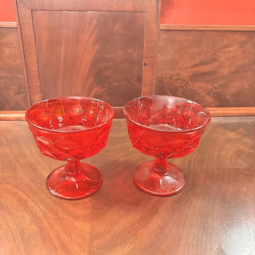 Noritake Ruby Red Perspective‎ Dessert Sherbet Glasses Set of 2 Vintage