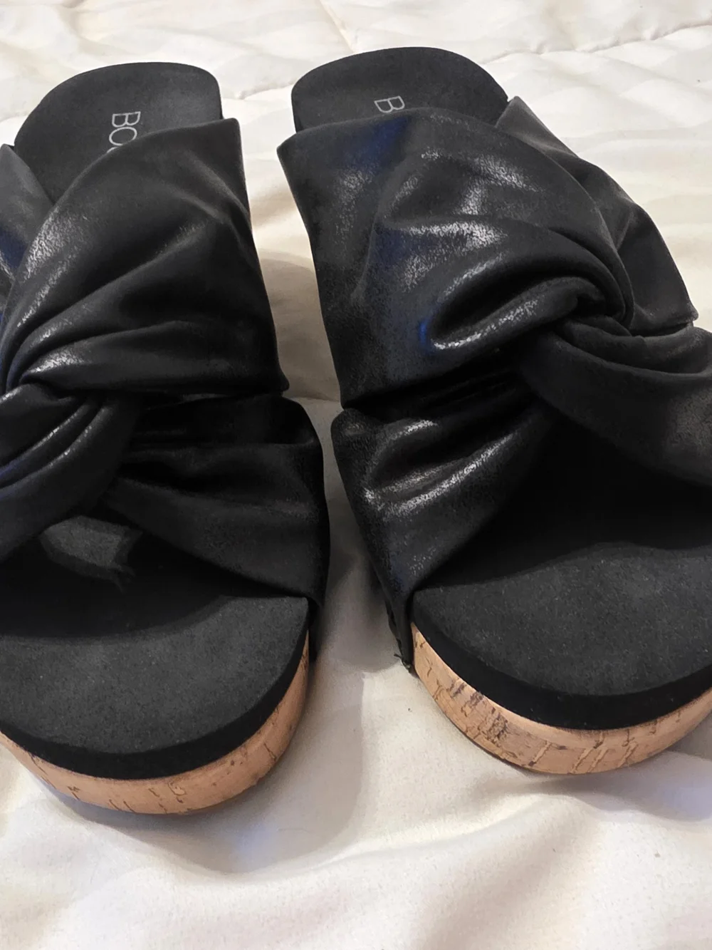 Black Knot Cork Wedge Sandals