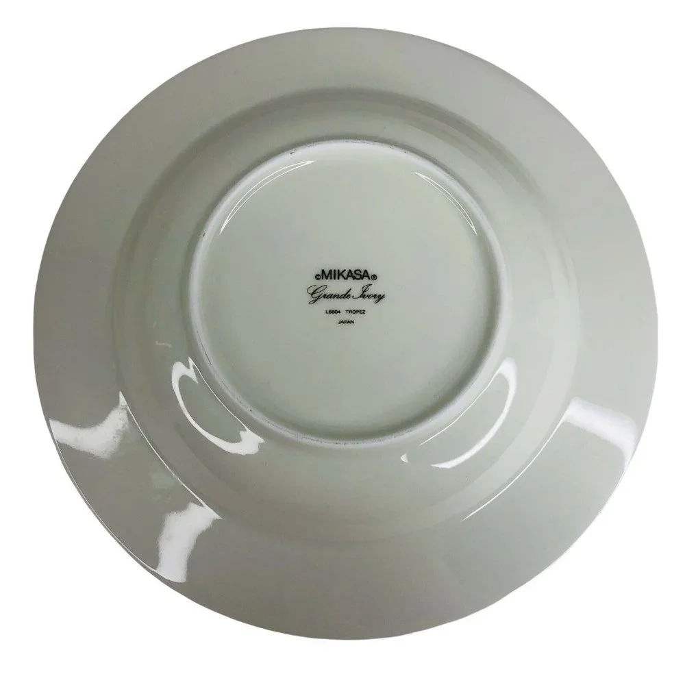 5‎ Mikasa Grande Ivory Tropez Rim Soup Bowls L5504 Japan 8 1/2” VTG Gray Floral