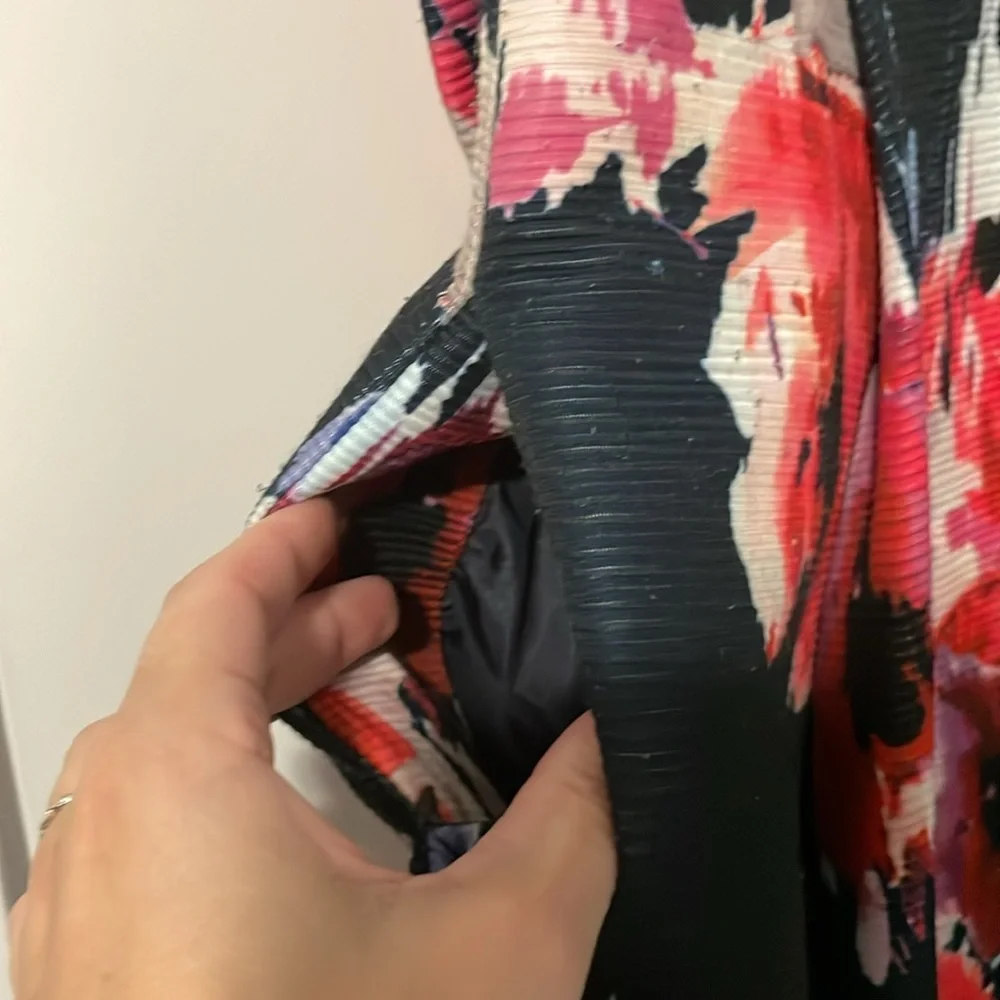 kate spade Navy Floral Fit-and-Flare Dress with Red and Pink Flowers Sz 0