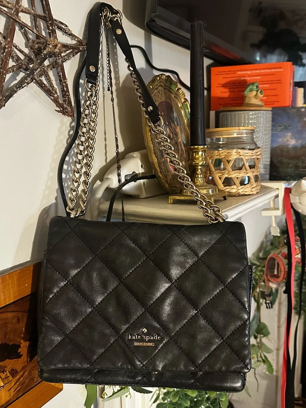 Kate Spade Black Quilted Leather Chain Shoulder Bag