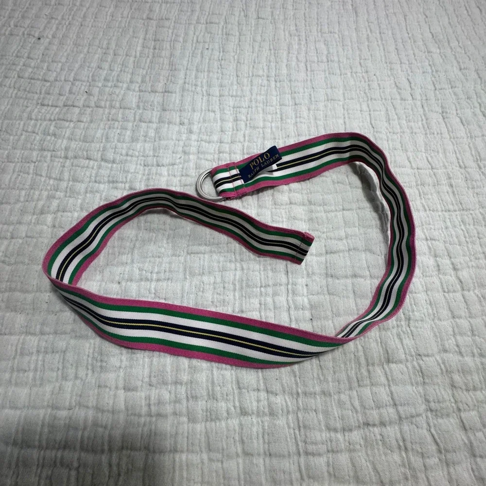 Polo Ralph Lauren Striped Colorful‎ Belt Double D Ring Size 29