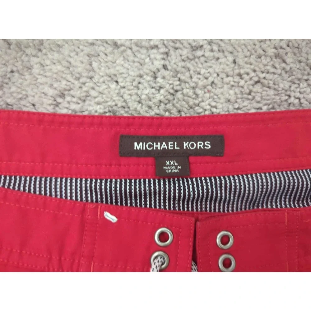 Michael‎ Kors Shorts Mens 2XL Red Swim Trunks Board Shorts Drawstring Lined