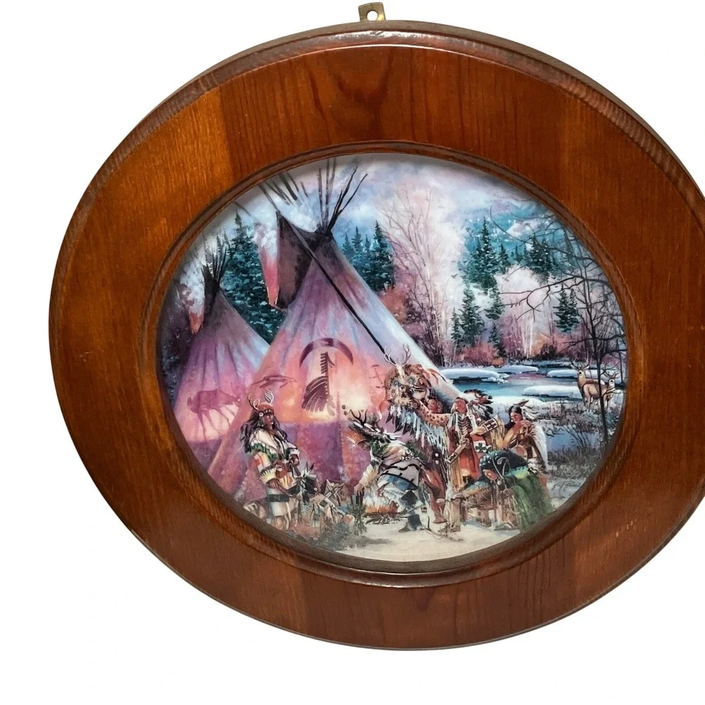Bradford Exchange Deer Dance Plate  Brown  Native American Art Tribal Art 1990