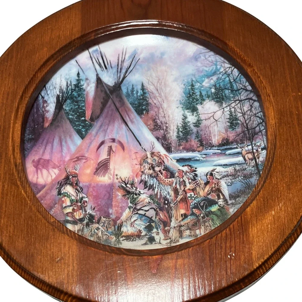 Bradford Exchange Deer Dance Plate  Brown  Native American Art Tribal Art 1990