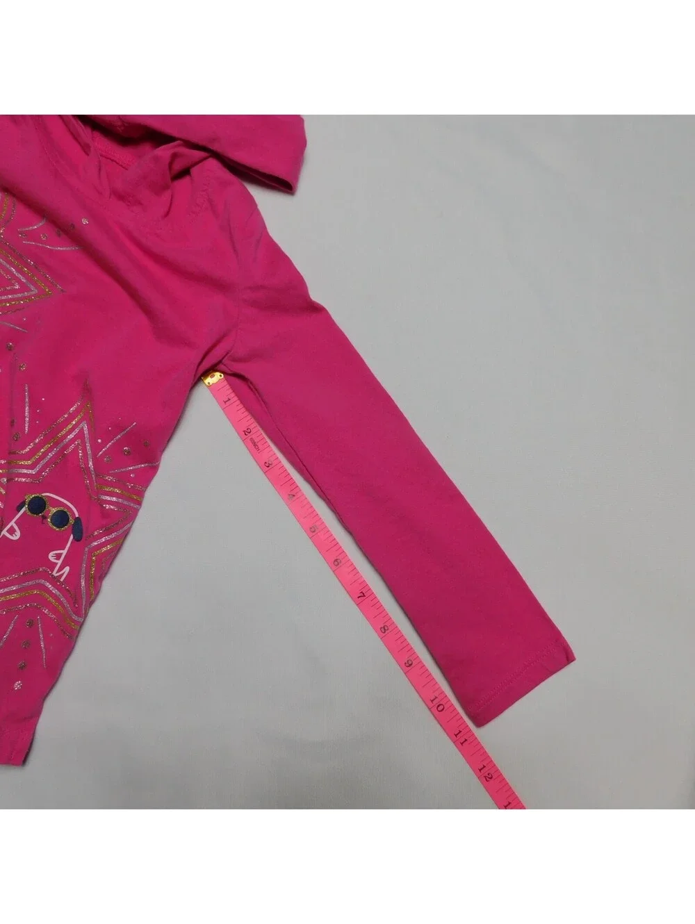 Carters Kid Girls Size 5 Hoodie Pink Long Sleeve Star Glitter Graphic Pullover