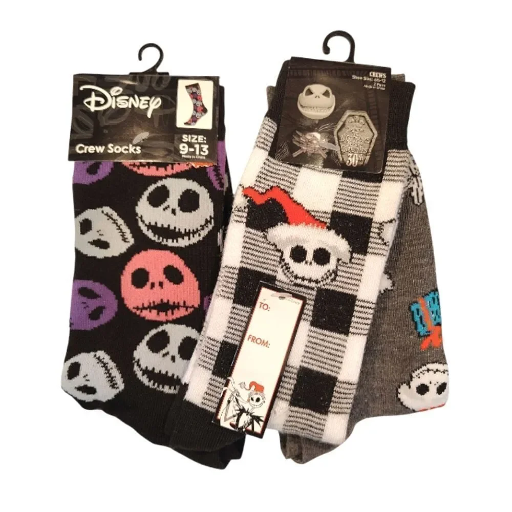 Disney The Nightmare Before‎ Christmas 3 Pairs Crew Socks NWT