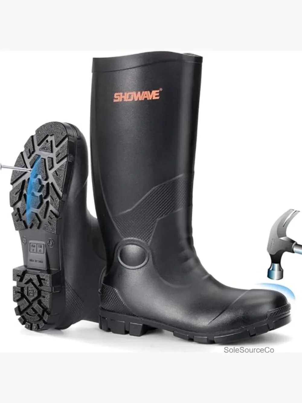 Men's Steel Toe Waterproof Work Boots Rubber
