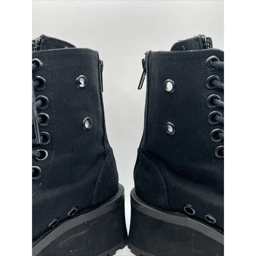 Demonia GRAVEDIGGER-10 Platform Lace Up Ankle Black Metal Toe Cap Sz 4