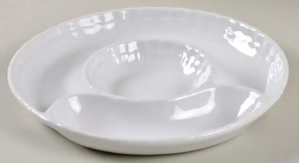 BIA Cordon Bleu White Smooth 3-Part Serving Tray Dish 9 1/4” Discontinued
