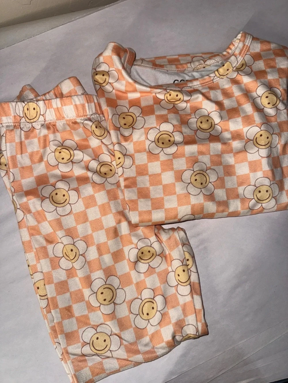 Cozys flower checker print girls pajama long sleeve pants set size 4t