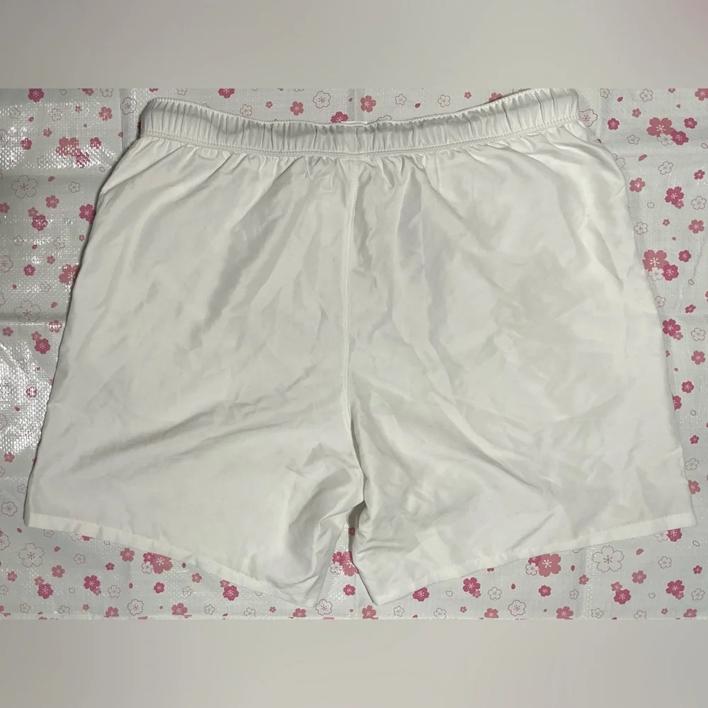 ASOS Design Men's White Swim Shorts with Black Drawstring Waistband Size L
