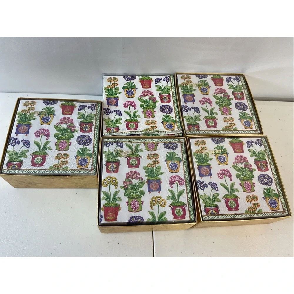 Caspari - Primroses Paper Cocktail Napkins 5‎ boxes of 40each Bridal shower