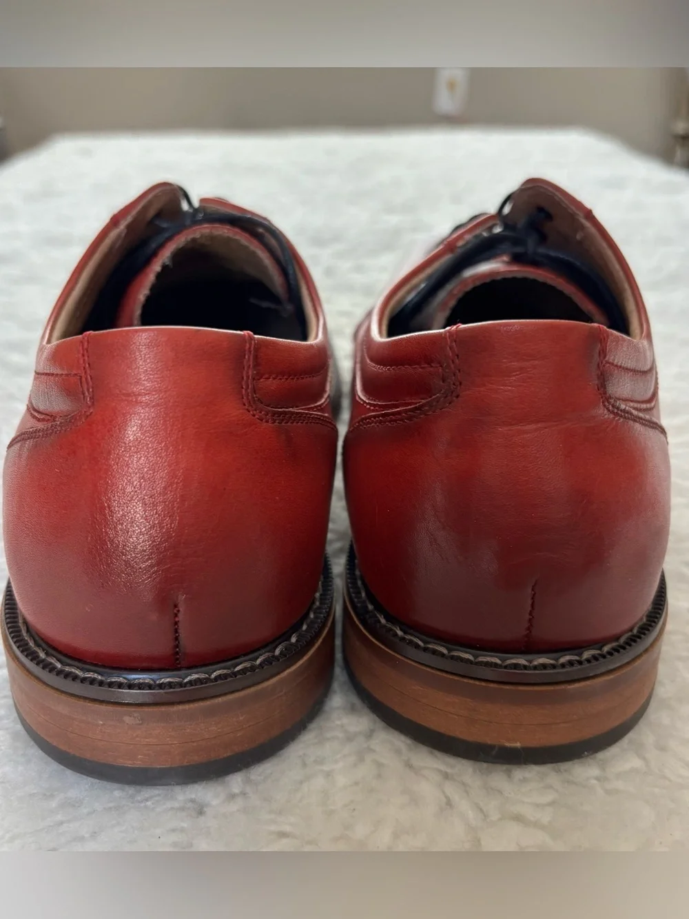 Stacy Adam’s Men's Red/Brown Gradient Leather Memory foam Derby Shoes size 12 M