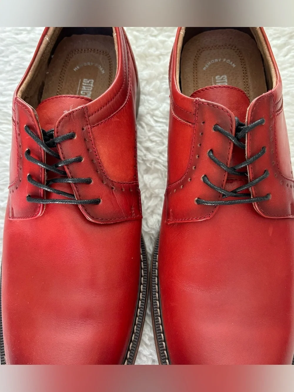 Stacy Adam’s Men's Red/Brown Gradient Leather Memory foam Derby Shoes size 12 M