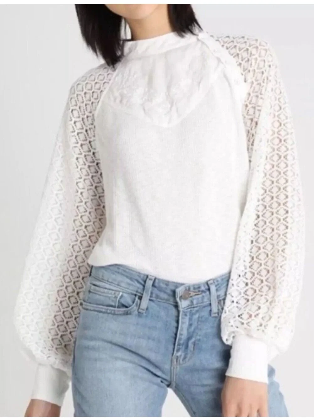 Free People Sweetest Thing Thermal Top Ivory White Size Large NWT New