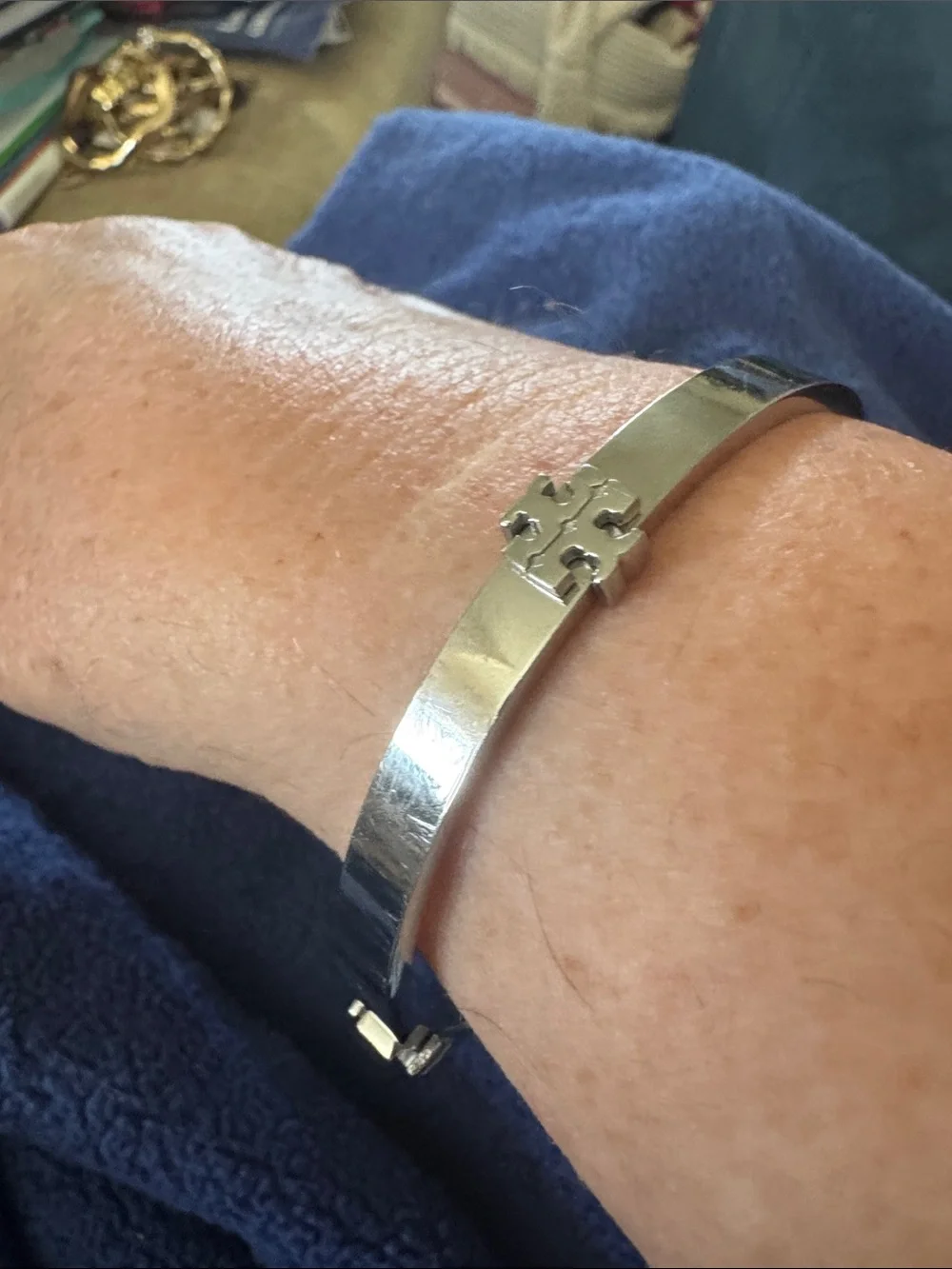Tory Burch shiny silver