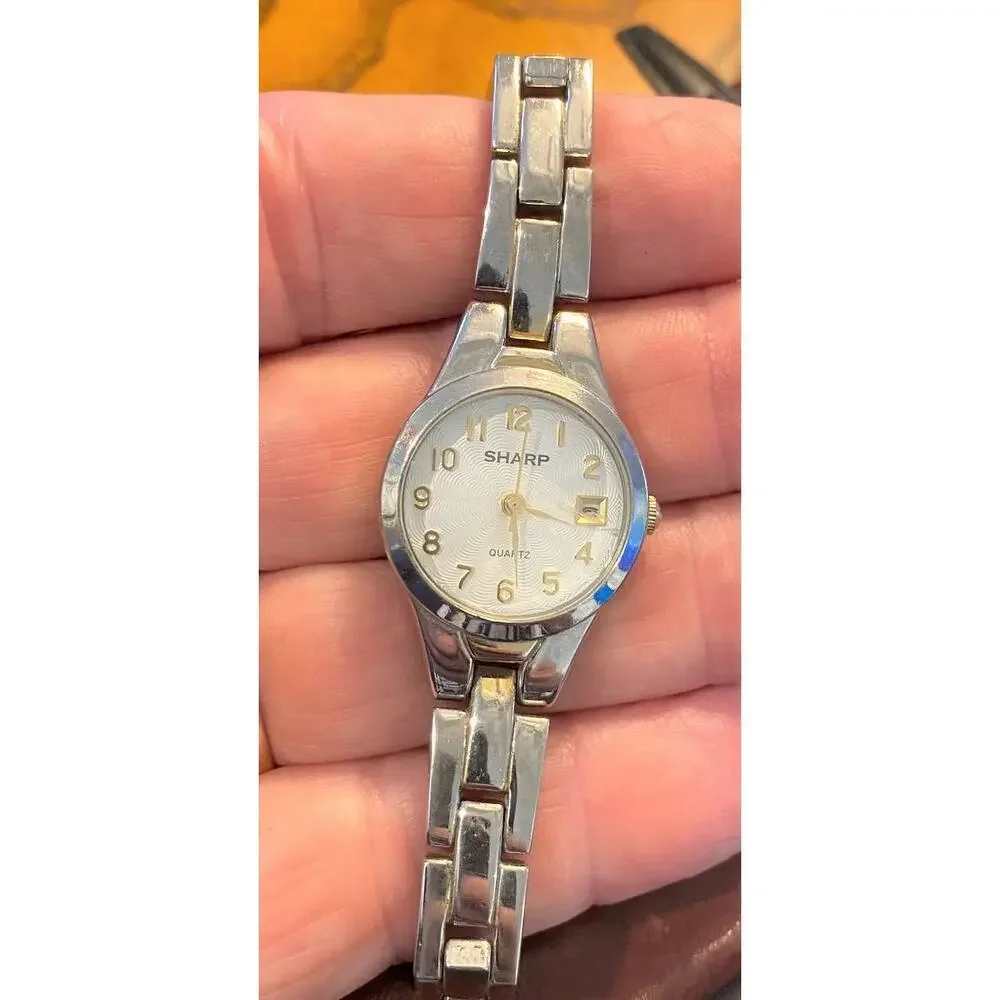 Women's 24mm Silver Tone Sharp Watch, Date, Bracelet Band, SHP2059