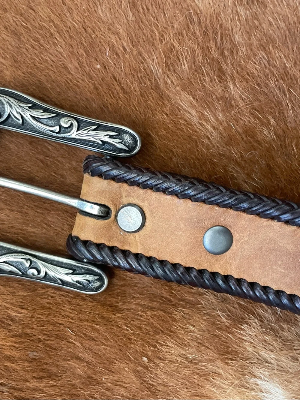 Nocona Two-Tone Brown & Dark Brown Leather Belt Size Small