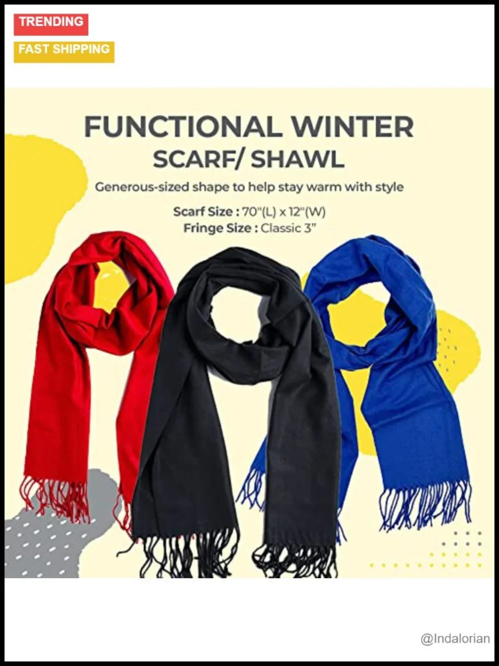 Winter Scarf Shawl with Cashmere Feel - 72