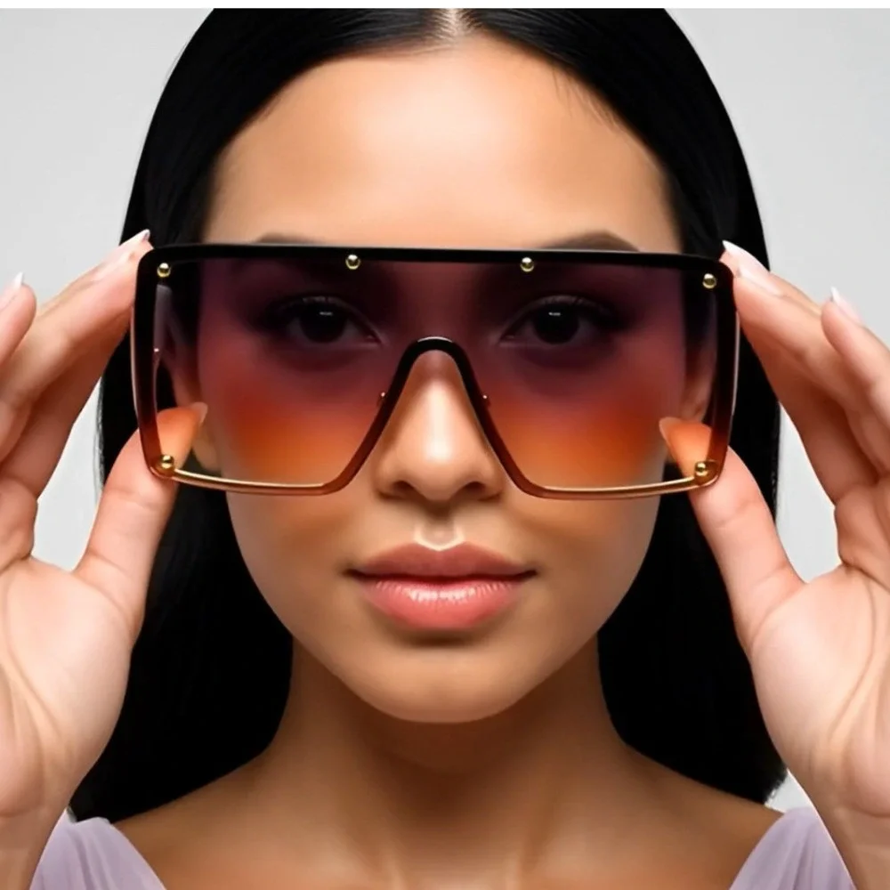 Women Sunglasses Oversized Single Lens New Model Elegant Style Large Shades 2022