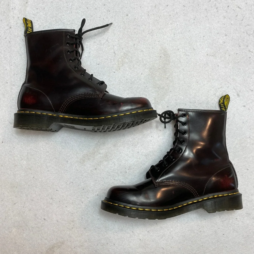 Dr. Martens 1460 Boots Mens 10 Cherry Red Arcadia Leather 8-Eye Lace Up