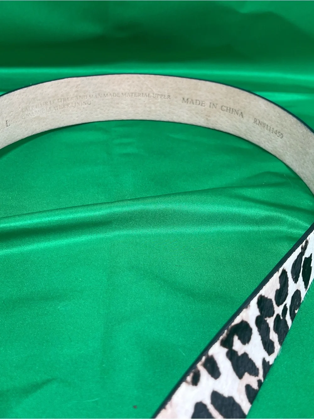 White House Black Market Leopard Print Leather Belt - Black and White