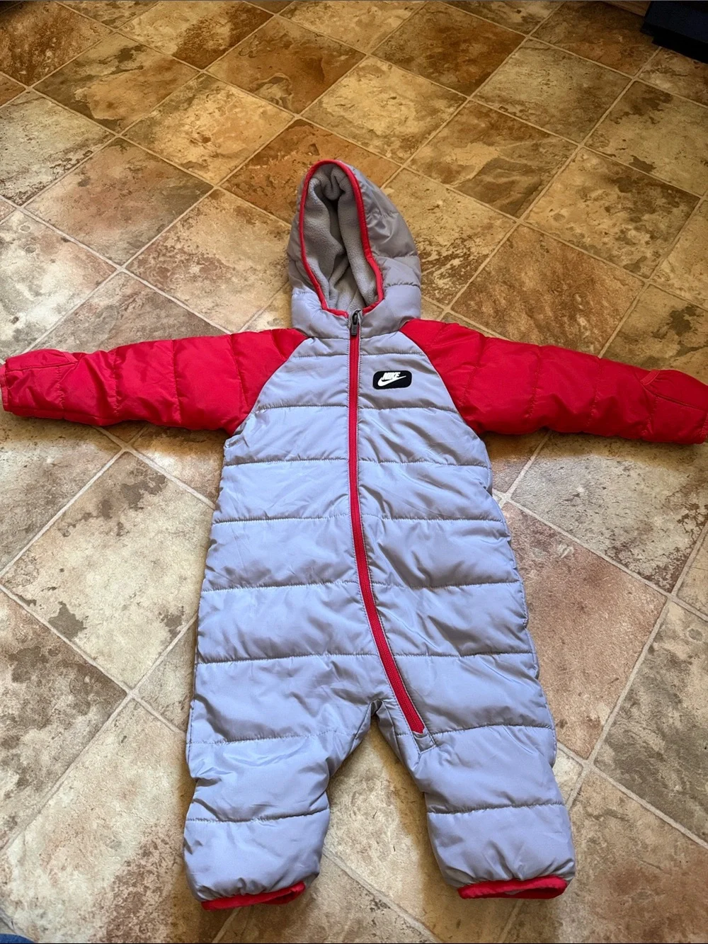 Nike Gray & Red Infant Puffer Bunting