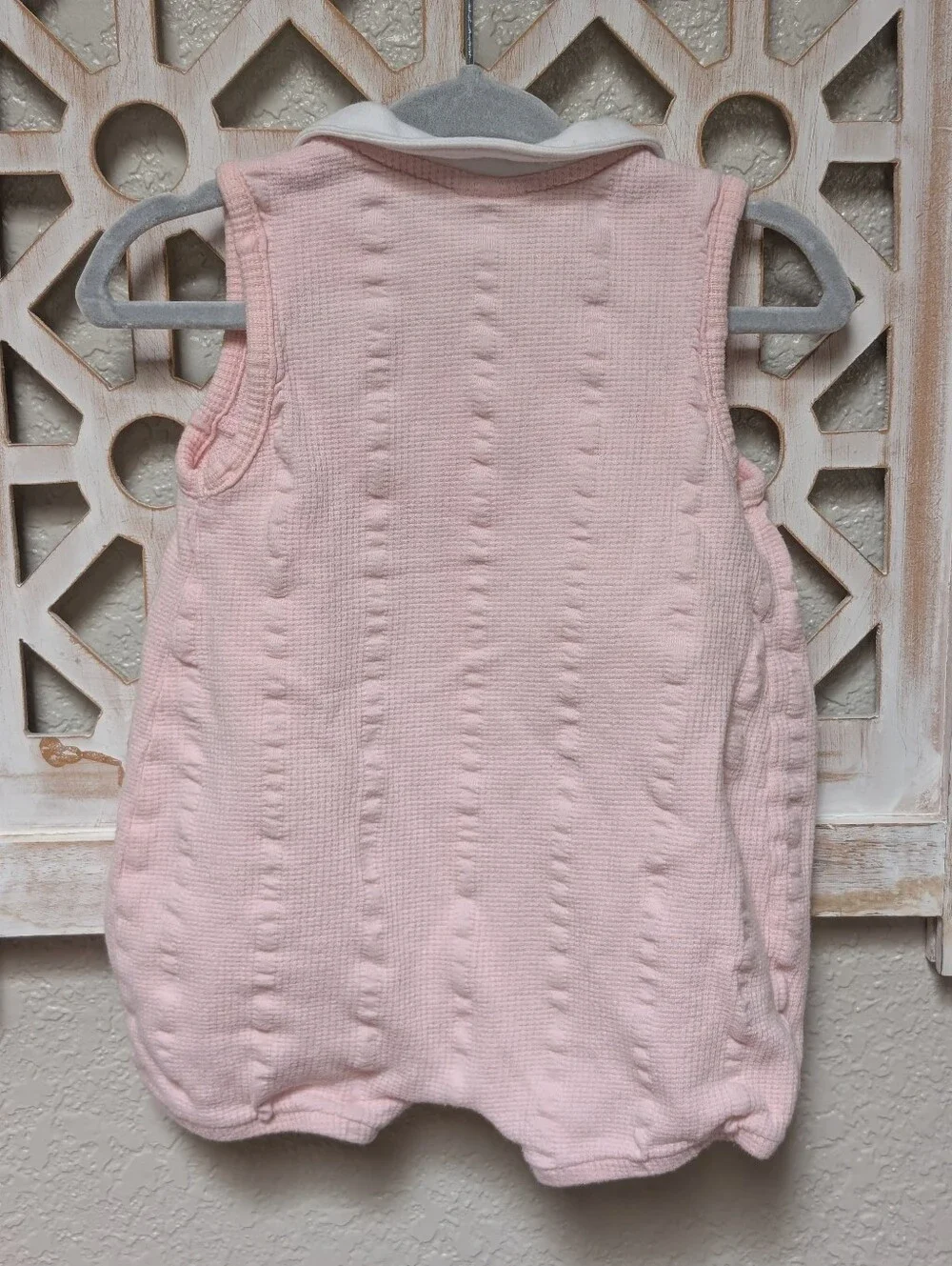 Vintage OshKosh B'Gosh baby girl 3-6 mos pink bubble romper peter pan collar
