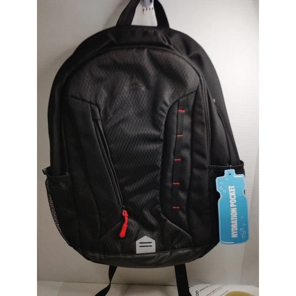 Reebok Men's Black Backpack Medium Zip Closure Hydration Pocket Outer Pockets