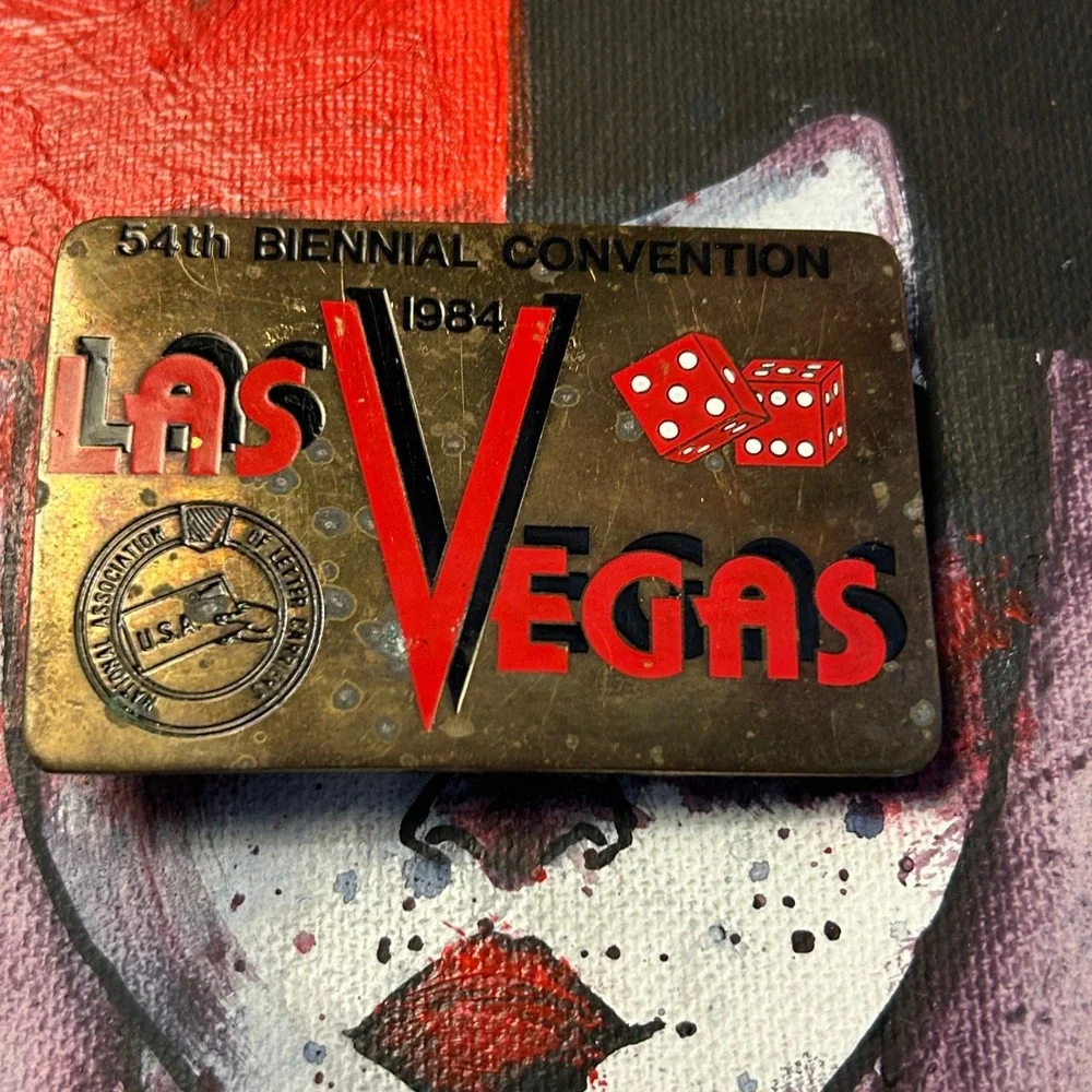 NALC Brass Belt Buckle 1984 Las Vegas 54th Biennial Convention Vintage