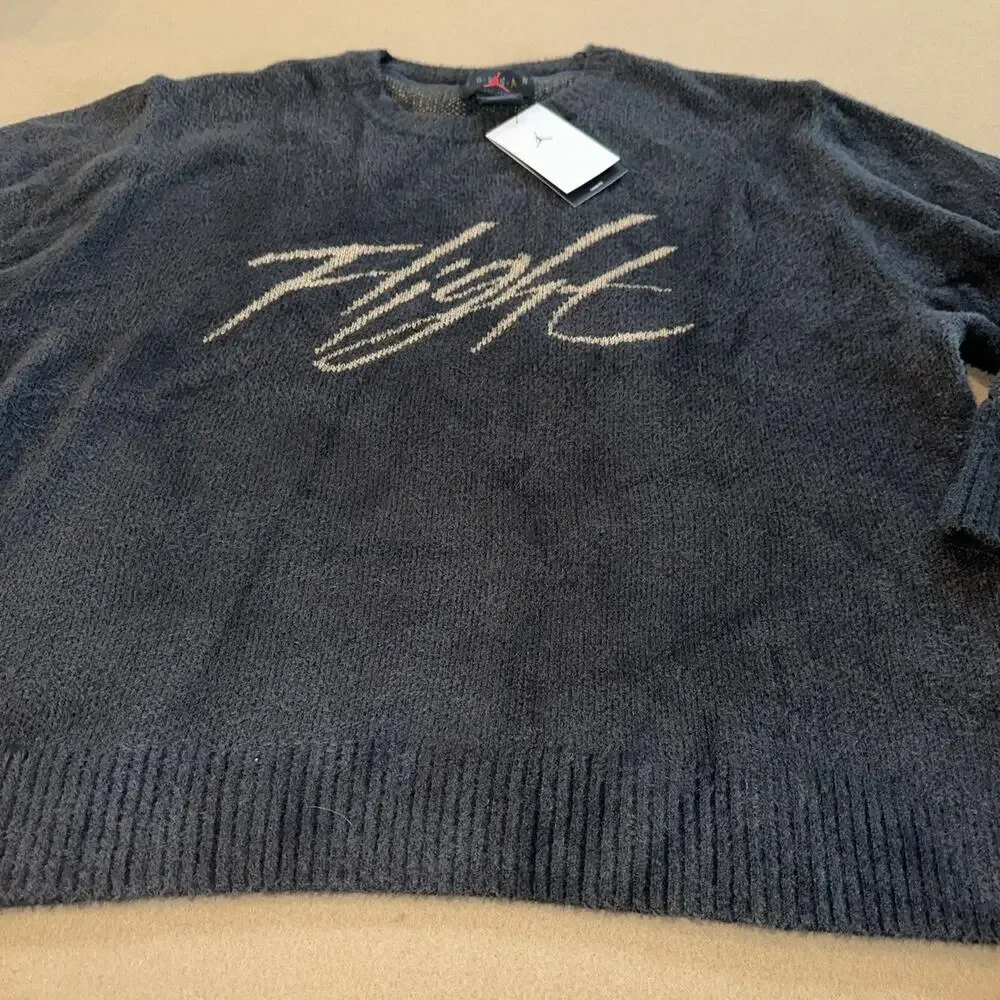 Jordan Mens Flight Heritage Crop Knit sweater size XL FD7389 grayblacktan