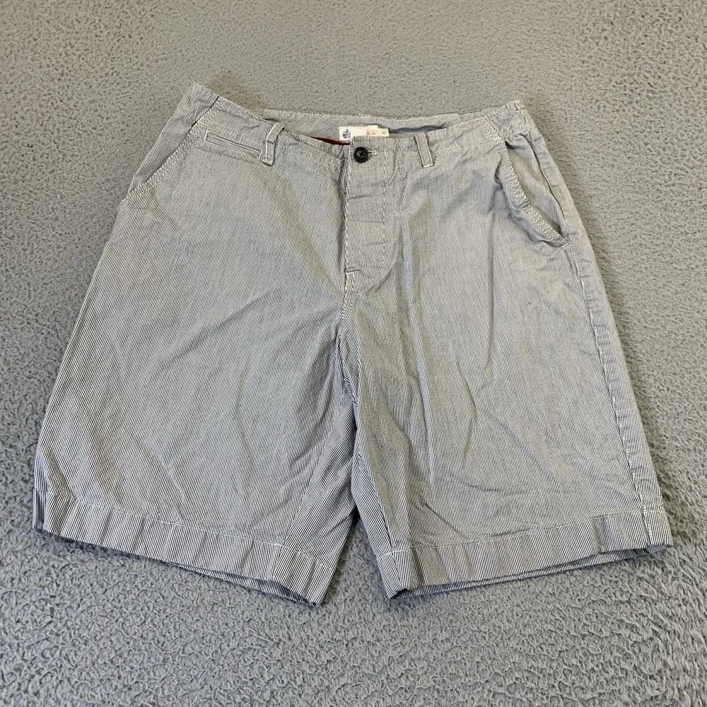 J. Crew Chino Shorts Mens 33 White Gray Stripe 10