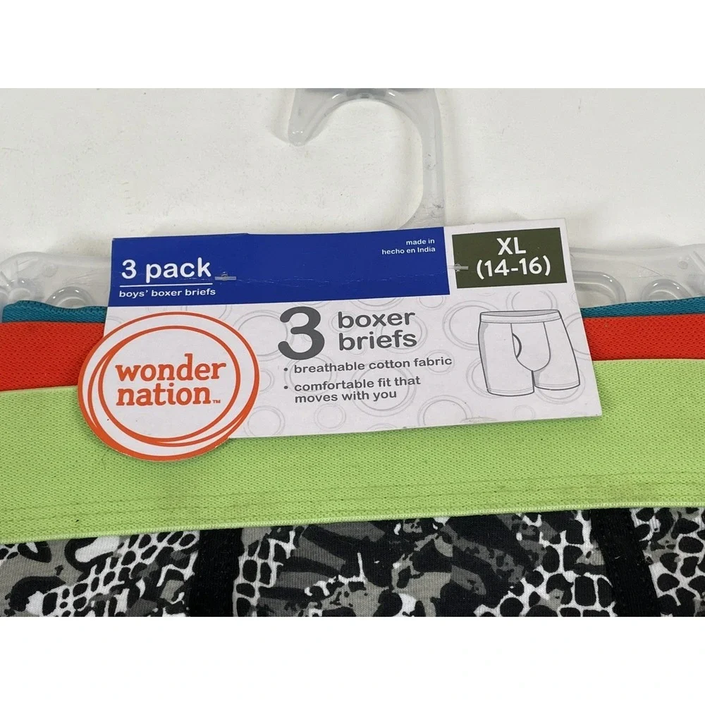 Wonder Nation Boxer Briefs 3 Pack Boys Size XL Jungle Print NWT‎