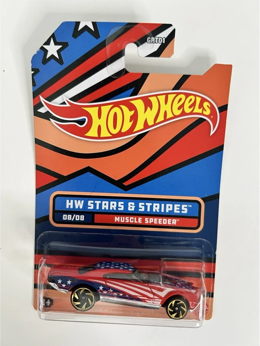 HOT WHEELS MUSCLE SPEEDER STARS & STRIPES 8/8 Red Die Cast Car 1:64