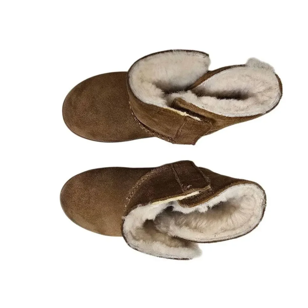 UGG Keelan Toddler Boots Chestnut Suede Fleece Shearling Ankle Booties 7