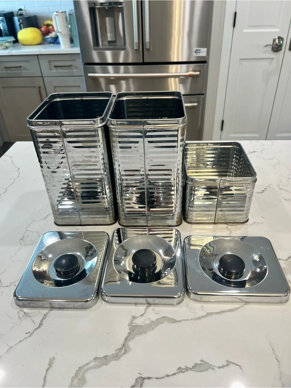 Vintage Lincoln Beautyware Kitchen Canister Set MCM