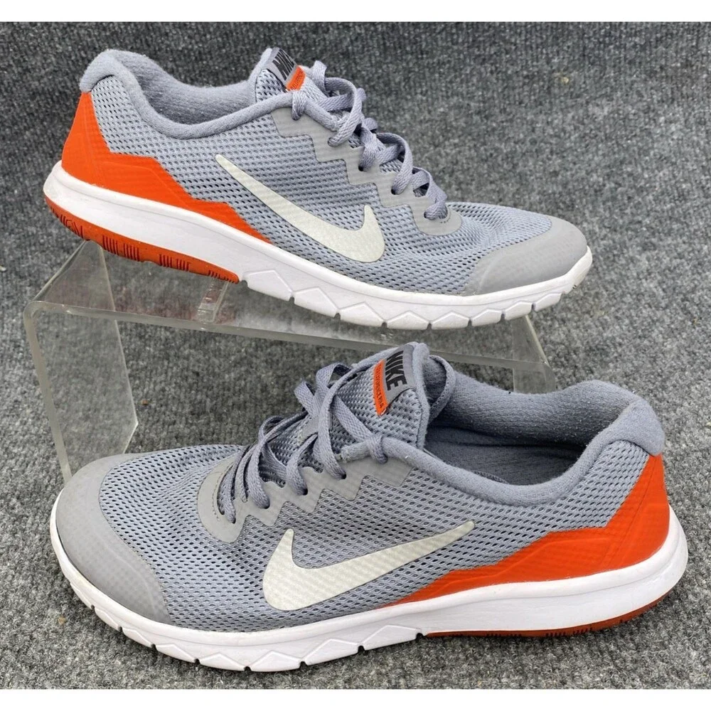 Nike Flex Experience RN 4 GS Grey Orange Youth 7Y Women 8.5 Running Shoes 749807