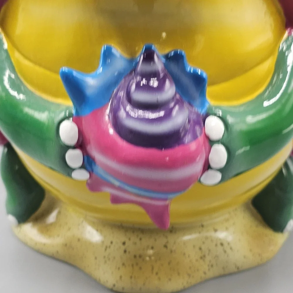 Vintage Van Pelt Turtle Time Ceramic Bathroom WasteBasket Can Tropical Trippy
