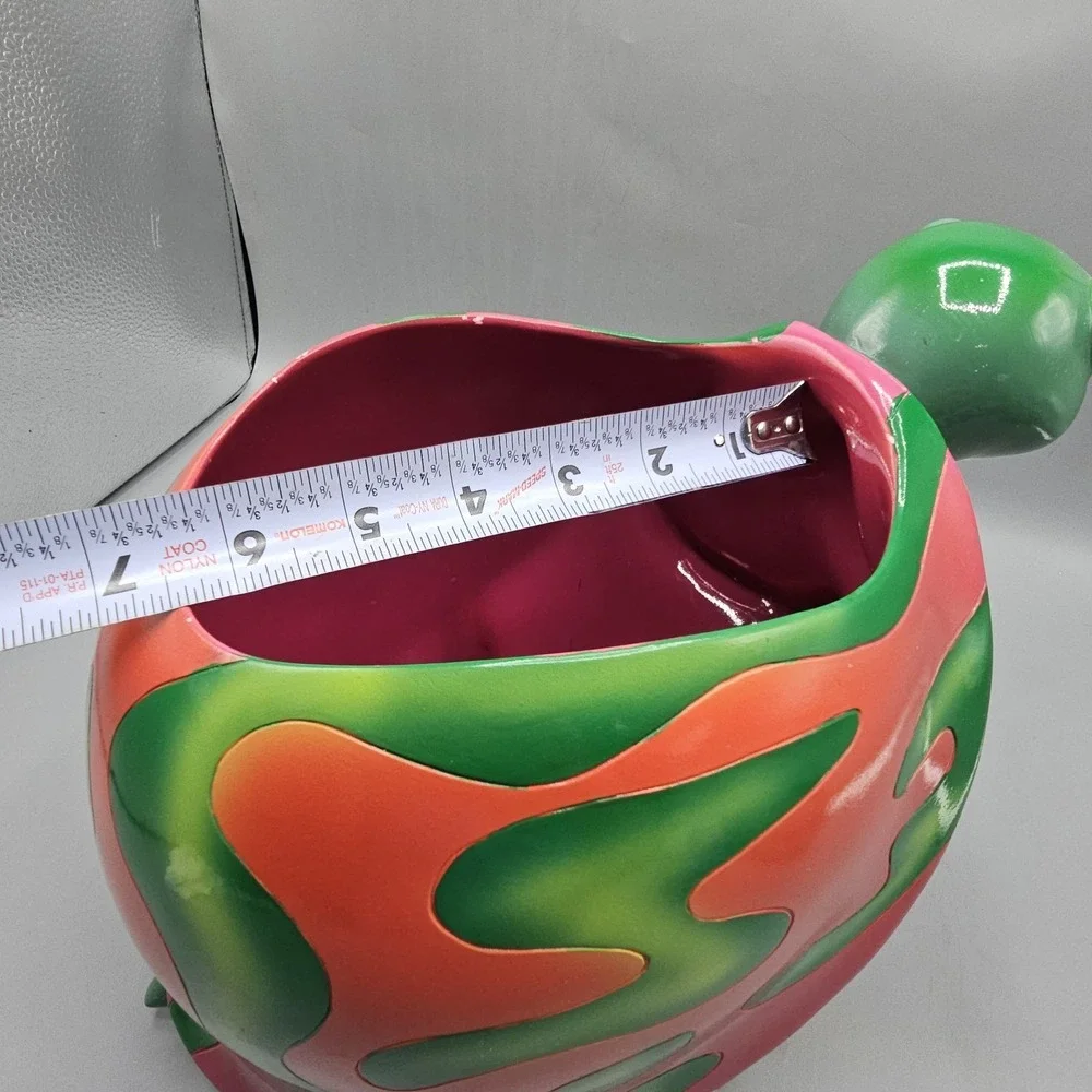 Vintage Van Pelt Turtle Time Ceramic Bathroom WasteBasket Can Tropical Trippy