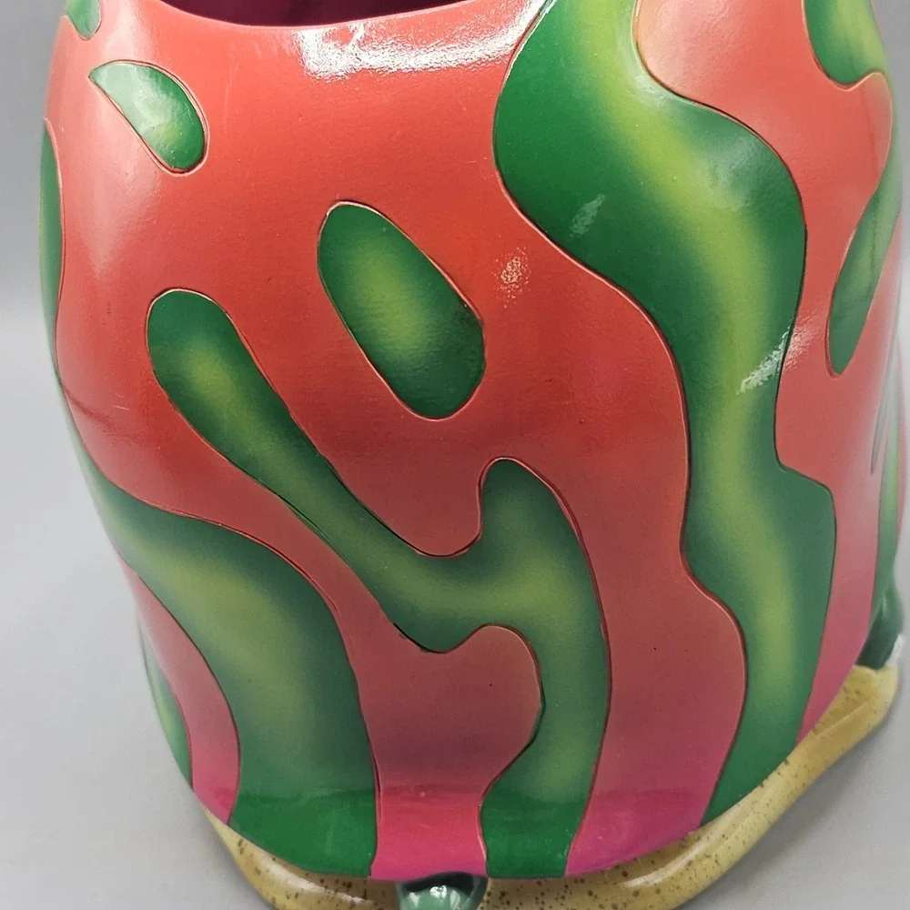 Vintage Van Pelt Turtle Time Ceramic Bathroom WasteBasket Can Tropical Trippy