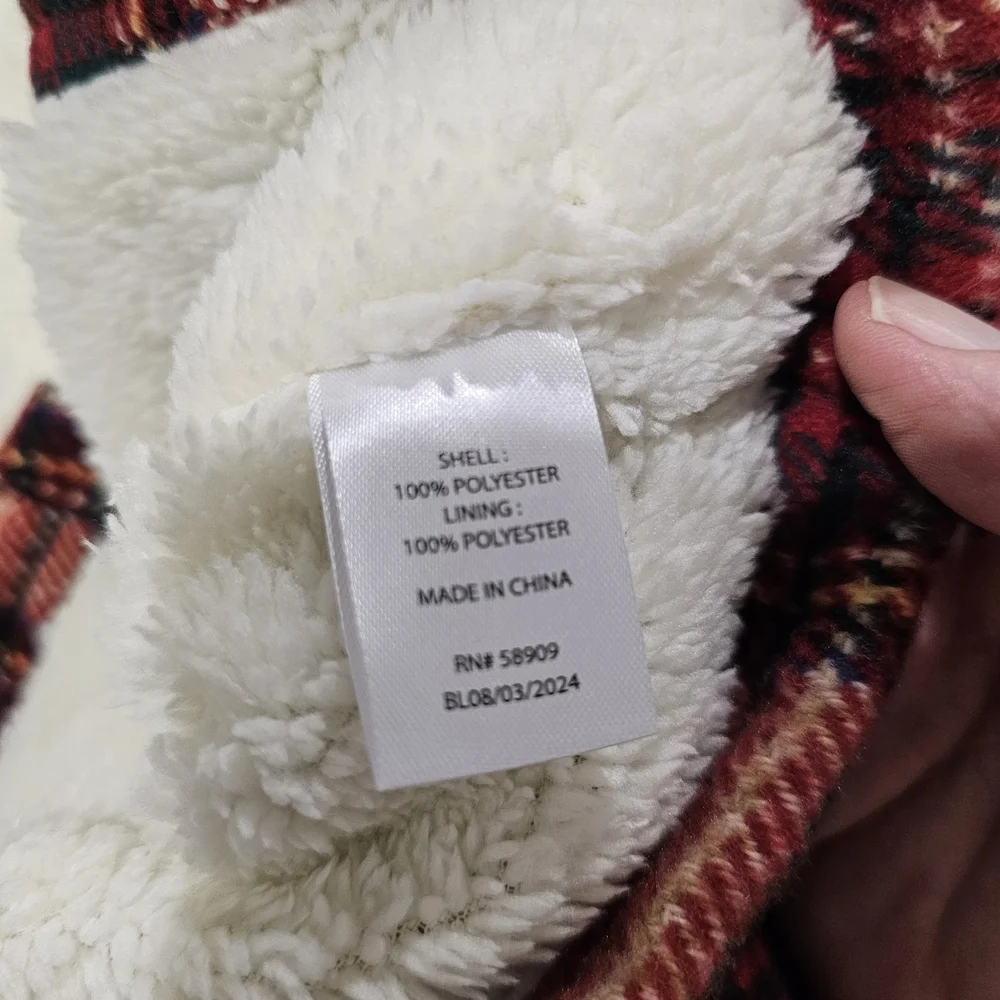 NWT Plaid Sherpa Lined Button-Up Flannel Jacket - Boys