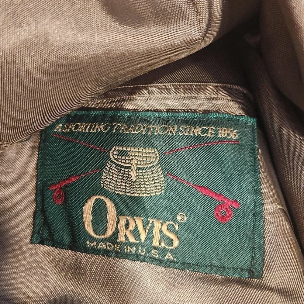 Orvis Sport Coat Blazer Mens 48 Brown Herringbone Tweed Made USA Vintage